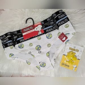 Peanuts Snoopy Peace Earth Keep It Clean Hipster Underwear & Woodstock Lip Balm!